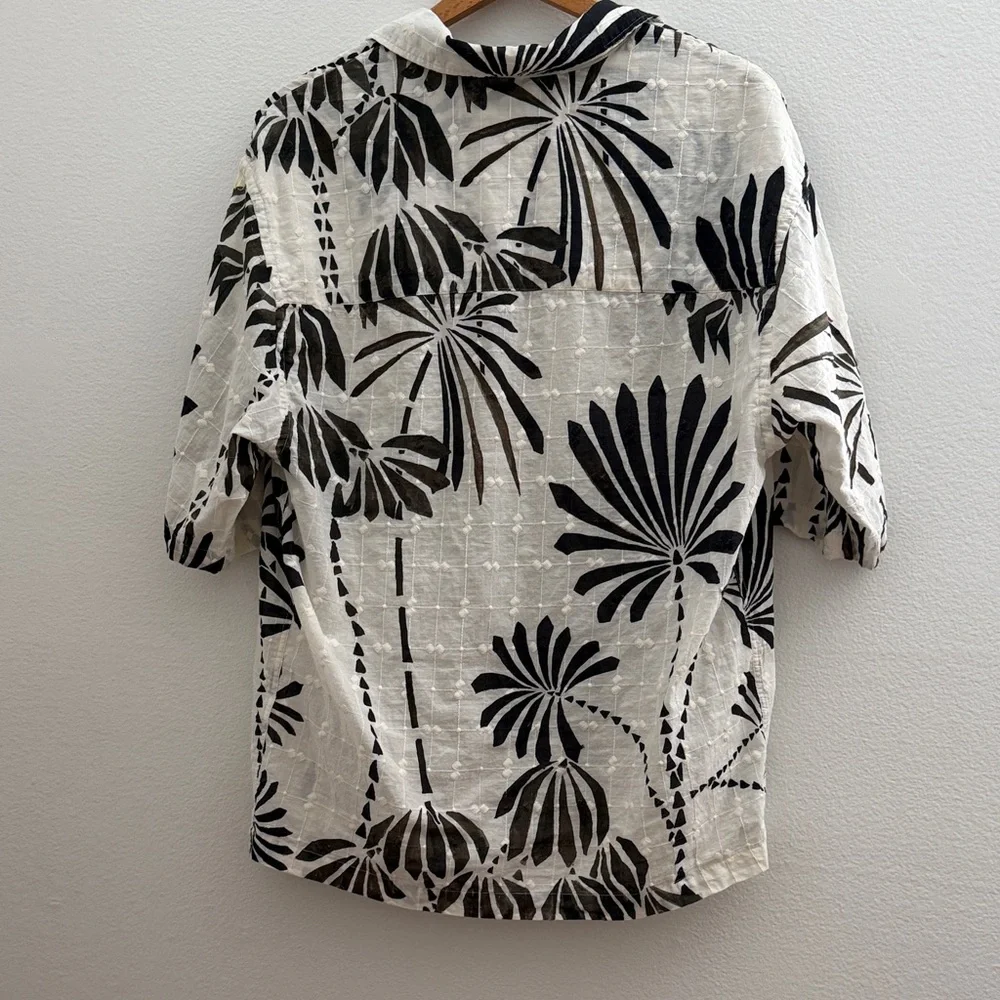 Zara Black and White Palm Print Dress Shirt - Picture 3 of 4